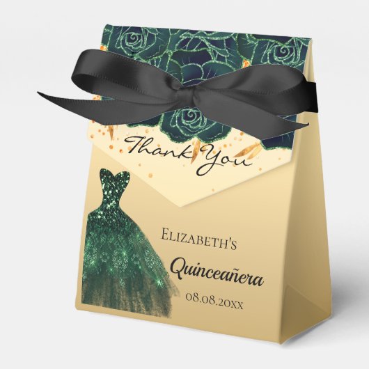 キンセアニェラ緑の金ゴールド花模様は感謝していあなたを フェイバーボックス (正面サイド)