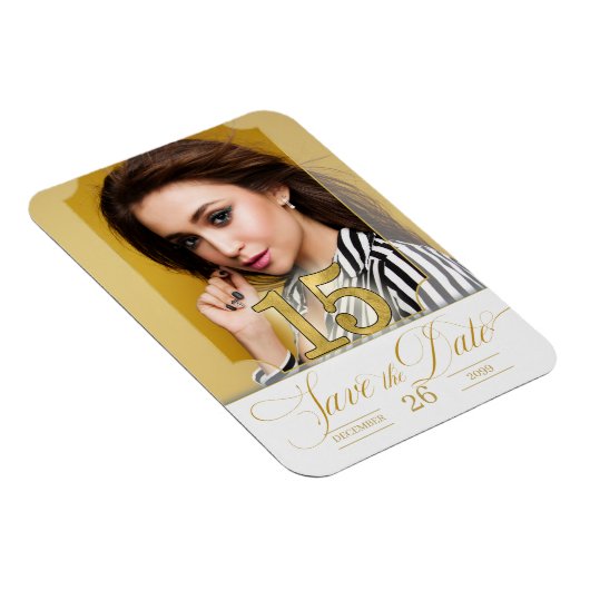 キンセアニェラ英語金ゴールドで日付を保存 マグネット (右側)