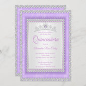 キンセアニェラ薄紫ティアラフォトバースデーパーティー 招待状 (正面/裏面)