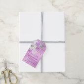 キンセアニェラ薄紫パープルグリッターフローラギフトラベル ギフトタグ (より糸付き)