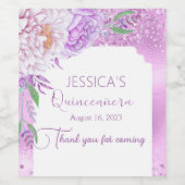 キンセアニェラ薄紫パープルグリッターフローラワインラベル ワインラベル (シングルラベル)