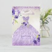 キンセアニェラ薄紫パープルシルバーグリッターガウンインヴィット 招待状 (スタンド正面)