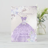 キンセアニェラ薄紫パープルシルバーグリッターガウン 招待状 (スタンド正面)