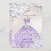 キンセアニェラ薄紫パープルシルバーグリッターガウン 招待状 (正面/裏面)