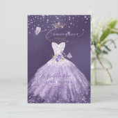 キンセアニェラ薄紫パープルシルバーグリッターガウン 招待状 (スタンド正面)