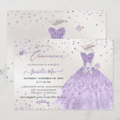 キンセアニェラ薄紫パープルシルバーグリッターガウン 招待状 (正面/裏面)