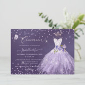 キンセアニェラ薄紫パープルシルバーグリッターガウンInvite 招待状 (スタンド正面)