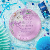 キンセアニェラ薄紫パープルフローラ紙プレート ペーパープレート (パーティー)