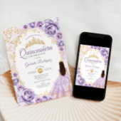 キンセアニェラ薄紫パープル金ゴールドフローラ 招待状