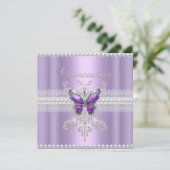キンセアニェラ薄紫ピンクパールレースバタフライ 招待状 (スタンド正面)