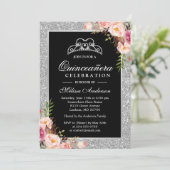 キンセアニェラ誕生日シルバーグリッタースパークルフローラ 招待状 (スタンド正面)