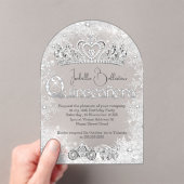 キンセアニェラ誕生日シルバースノーフレークスティアラ アクリル招待状 (インサイチュ (ポータブル))