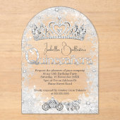 キンセアニェラ誕生日シルバースノーフレークスティアラ アクリル招待状 (正面)