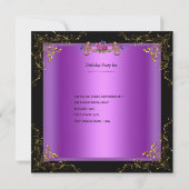 キンセアニェラ誕生日スポットパープル薄紫金ゴールドフローラ 招待状 (裏面)