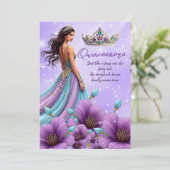 キンセアニェラ誕生日ティール（緑がかった色）パープルティアラドレス 招待状 (スタンド正面)