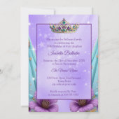 キンセアニェラ誕生日ティール（緑がかった色）パープルティアラドレス 招待状 (裏面)