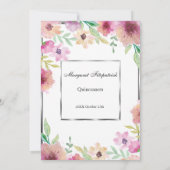 キンセアニェラ誕生日パーティーのピンクの花 招待状 (裏面)