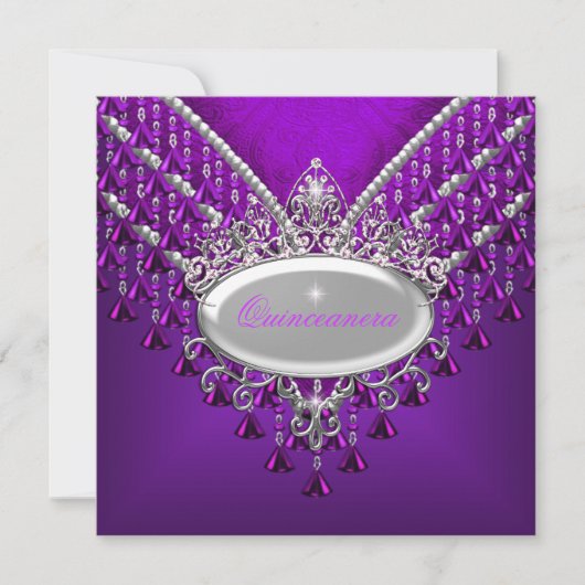 キンセアニェラ誕生日パーティーパープルマゼンタ 招待状 (正面)
