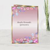 キンセアニェラ誕生日パーティーピンクと花 招待状 (裏面)