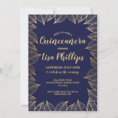 キンセアニェラ誕生日パーティー金ゴールド秋 招待状 (正面)