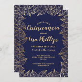 キンセアニェラ誕生日パーティー金ゴールド秋 招待状 (正面/裏面)