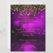 キンセアニェラ誕生日パープルマゼンタティアラ金ゴールド2 招待状 (裏面)