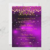 キンセアニェラ誕生日パープルマゼンタティアラ金ゴールド 招待状 (裏面)