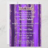 キンセアニェラ誕生日パープル金ゴールドシルバーキャリッジ 招待状 (裏面)