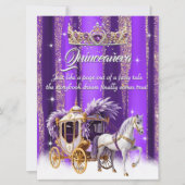 キンセアニェラ誕生日パープル金ゴールドシルバーキャリッジ 招待状 (正面)