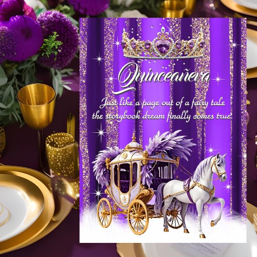 キンセアニェラ誕生日パープル金ゴールドシルバーキャリッジ 招待状