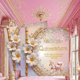 キンセアニェラ誕生日ピンク薄紫ダイヤモンド金ゴールドホース 招待状