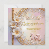 キンセアニェラ誕生日ピンク薄紫ダイヤモンド金ゴールドホース 招待状 (正面)