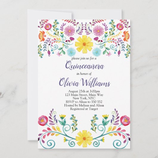 キンセアニェラ誕生日フィエスタフローラメキシコ 招待状 (正面)