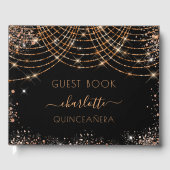 キンセアニェラ誕生日ブラック金ゴールドグリッター ゲストブック (正面)