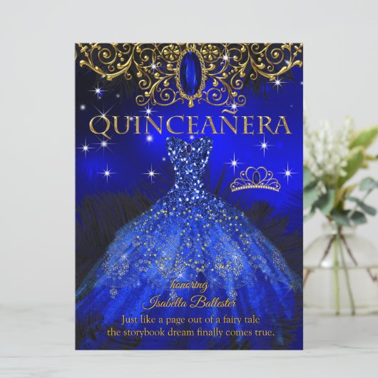 キンセアニェラ誕生日ブ王室のルーフェザーティアラ金ゴールド 招待状 (スタンド正面)