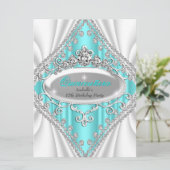 キンセアニェラ誕生日プリンセスティール（緑がかった色）ダイヤモンドラージ 招待状 (スタンド正面)