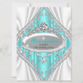 キンセアニェラ誕生日プリンセスティール（緑がかった色）ダイヤモンドラージ 招待状 (正面)