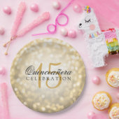 キンセアニェラ誕生日金ゴールド《写真》ぼけ味灯 ペーパープレート (パーティー)