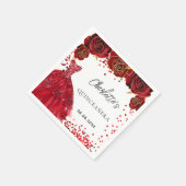 キンセアニェラ赤いドレスの花白 スタンダードカクテルナプキン (角)