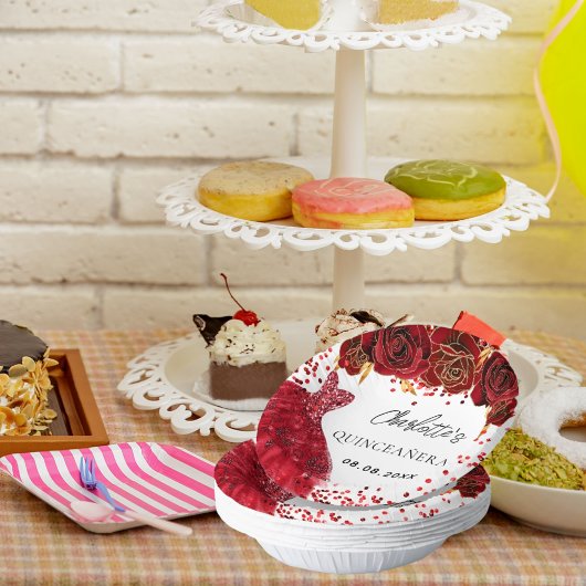 キンセアニェラ赤いドレスの花白 ペーパーボウル