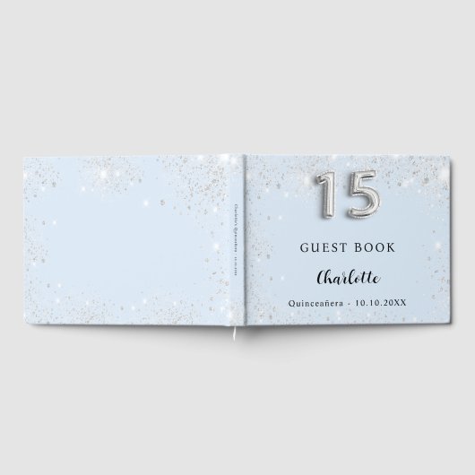 キンセアニェラ赤ちゃん青い銀のきらめき ゲストブック (全面)