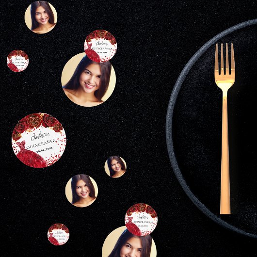 キンセアニェラ赤ドレス花白写真 コンフェッティ