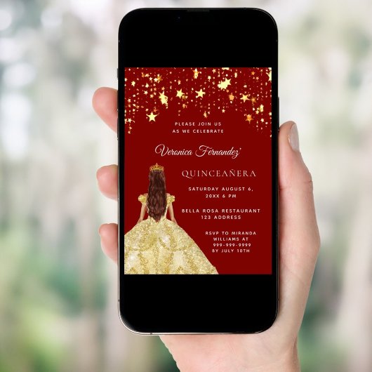 キンセアニェラ赤金ゴールドのドレスの星 招待状