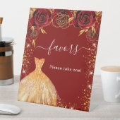 キンセアニェラ赤金ゴールドグリッタードレスフローラの好意 台座サイン (インサイチュ)