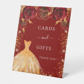 キンセアニェラ赤金ゴールドグリッタードレスフローラギフト 台座サイン (正面)