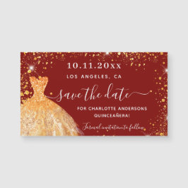 キンセアニェラ赤金ゴールドドレス日付磁石を保存