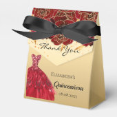 キンセアニェラ赤金ゴールド花模様のドレ感謝していス フェイバーボックス (正面サイド)