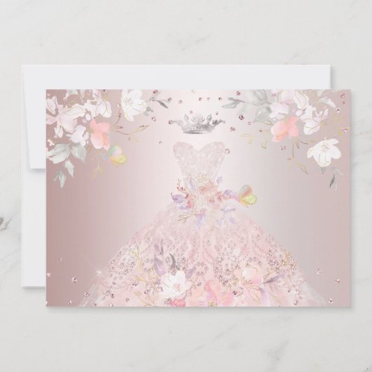 キンセアニェラ赤面バラグリッターガウンスウィートピーズ 招待状 (裏面)