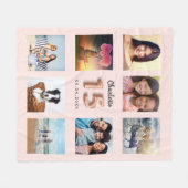 キンセアニェラ赤面バラ金ゴールド写真コラージュ名 フリースブランケット (正面(横))