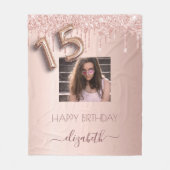 キンセアニェラ赤面バラ金ゴールド滴下写真 フリースブランケット (正面)